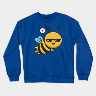 Cute Cool Bee Wearing Glasses Cartoon Crewneck Sweatshirt